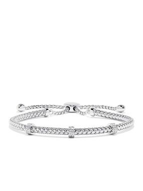 Effy 925 Sterling Silver Diamond Braided Chain Bolo Bracelet, 0.15 TCW